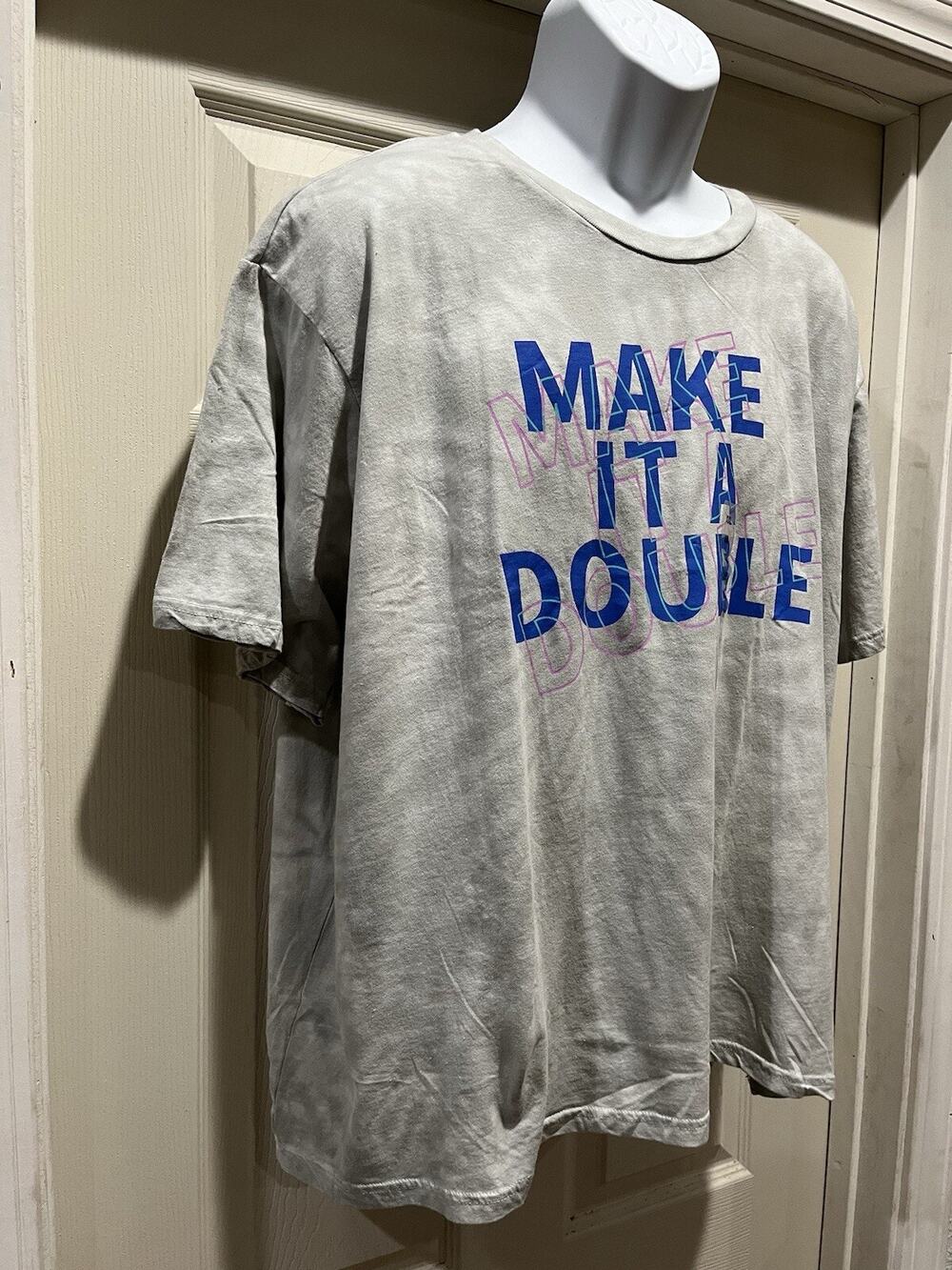 NWT Cabana By Crown & Ivy Gray Blue "Make It A Double" T-Shirt Unisex Size XXL